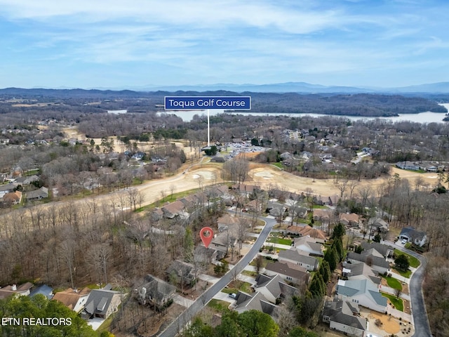 aerial view with a residential view and a mountain view