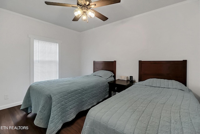 1169 Terry Ln, Jamestown, TN 38556 - bedroom featuring wood finished floors, baseboards, crown molding, and ceiling fan