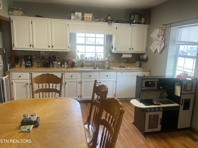 kitchen with plenty of natural light, dishwasher, light countertops, and a sink