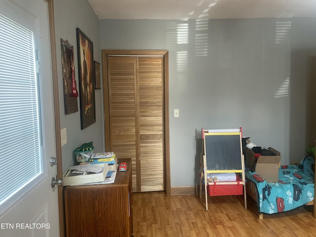 bedroom featuring light wood-type flooring