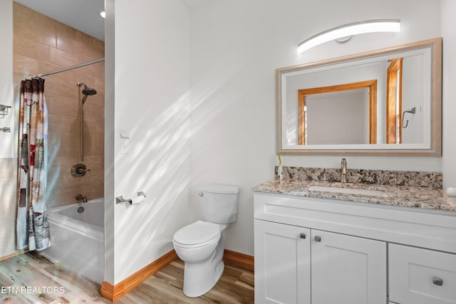 285 Redwood Dr, Dandridge, TN 37725 - bathroom with vanity, wood finished floors, and shower / bathtub combination with curtain
