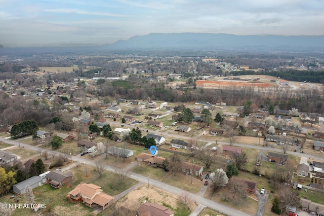 aerial view with a mountain view