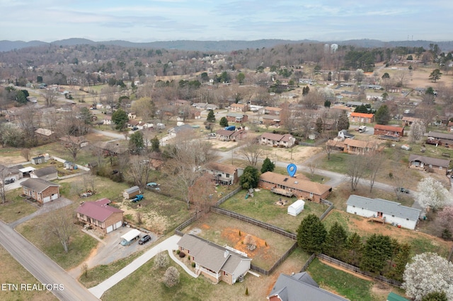 aerial view with a mountain view