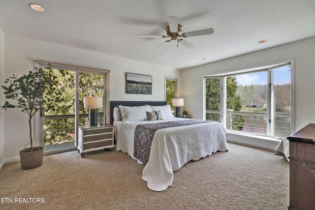 bedroom featuring carpet and ceiling fan