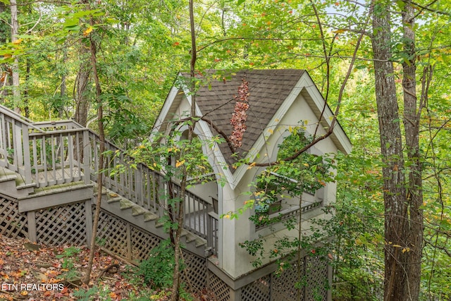wooden deck with stairs