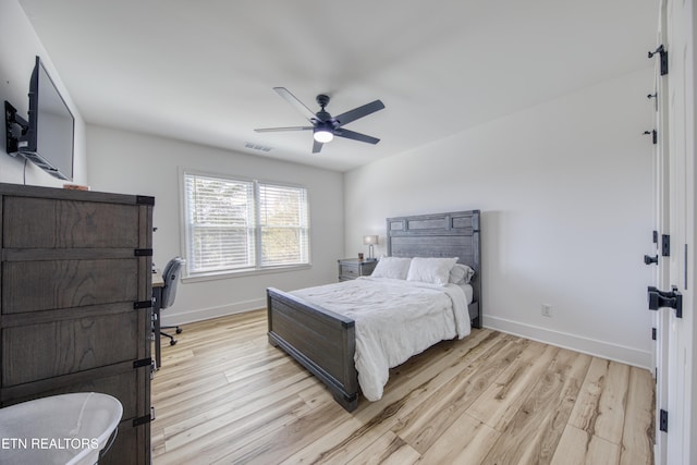 231 Gwinhurst Rd, Knoxville, TN 37934 - bedroom with visible vents, light wood-style flooring, ceiling fan, and baseboards