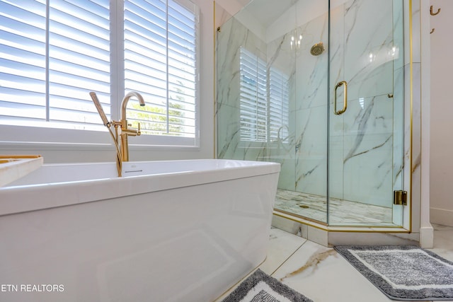231 Gwinhurst Rd, Knoxville, TN 37934 - full bathroom featuring a marble finish shower, marble finish floor, and a soaking tub