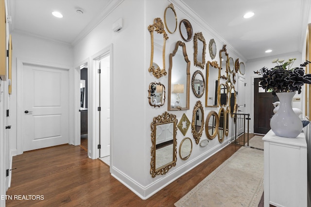 1022 Providence Grove Way, Knoxville, TN 37919 - hall with crown molding, recessed lighting, and wood finished floors