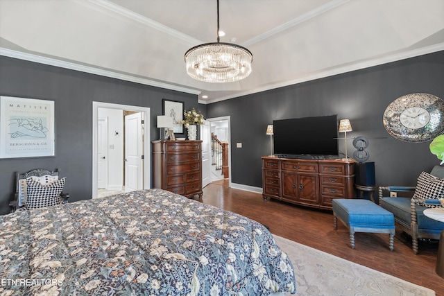 1022 Providence Grove Way, Knoxville, TN 37919 - bedroom with ornamental molding, baseboards, a chandelier, and wood finished floors