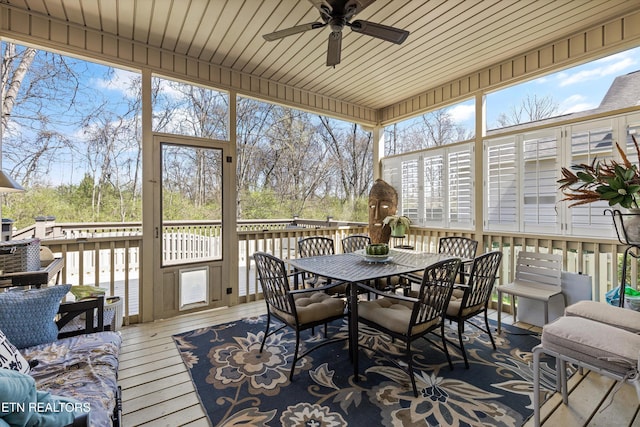 1022 Providence Grove Way, Knoxville, TN 37919 - sunroom featuring ceiling fan and outdoor dining area