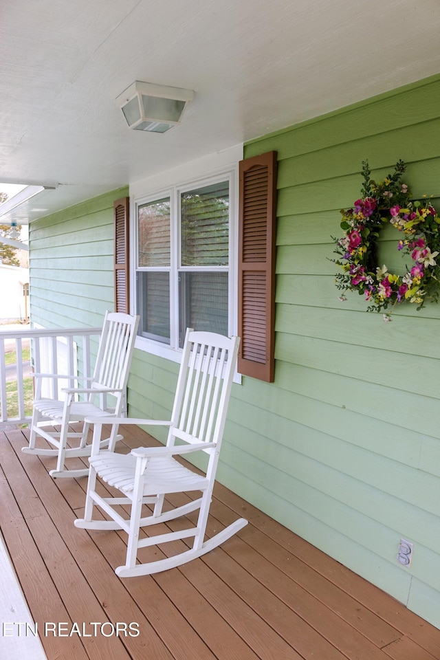 deck featuring a porch