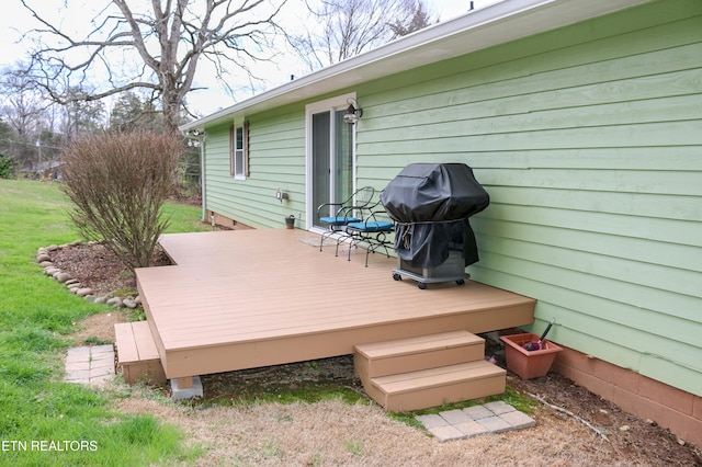 deck featuring grilling area