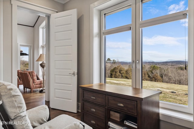 950 White Wing Rd, Lenoir City, TN 37771 - sitting room featuring dark wood-style flooring and a mountain view