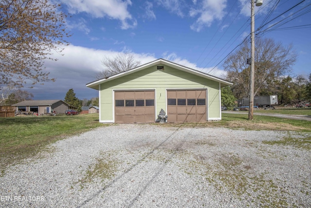 view of detached garage