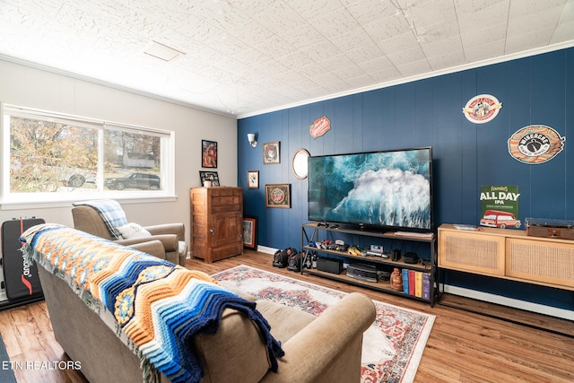 living room with wood finished floors