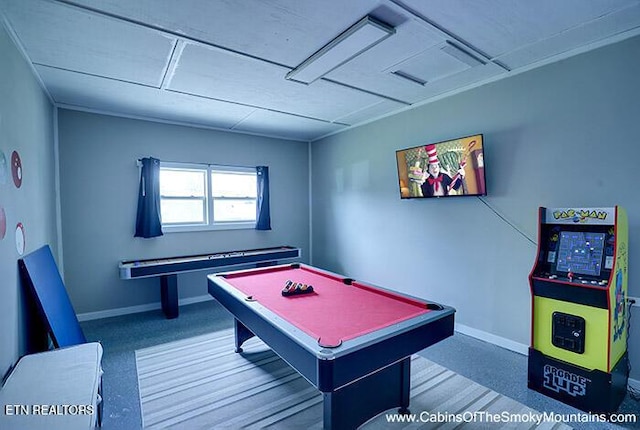 2218 Red Bank Cir, Sevierville, TN 37862 - game room featuring pool table, baseboards, and carpet floors