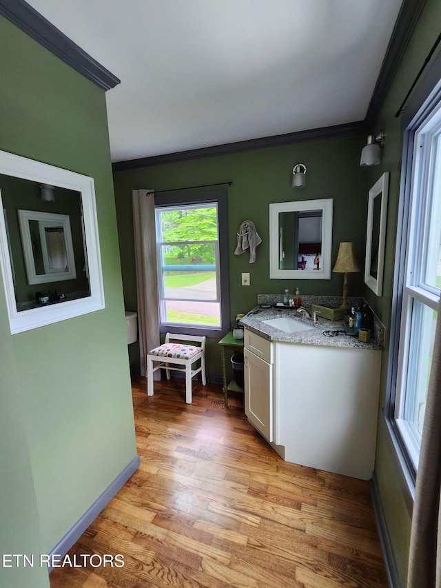 3009 Sanders Dr, Knoxville, TN 37918 - kitchen with a sink, ornamental molding, light wood-style flooring, and white cabinets