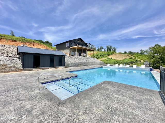 179 Lakeshore Bay Dr, Jefferson City, TN 37760 - outdoor pool featuring a patio and an outbuilding
