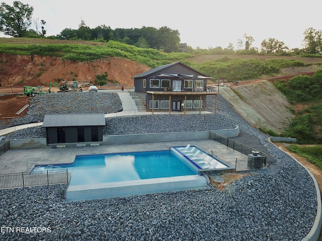 179 Lakeshore Bay Dr, Jefferson City, TN 37760 - view of swimming pool featuring a fenced in pool, a patio, a deck, and fence