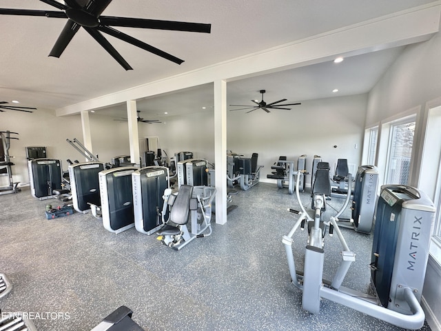 179 Lakeshore Bay Dr, Jefferson City, TN 37760 - gym featuring recessed lighting and a ceiling fan
