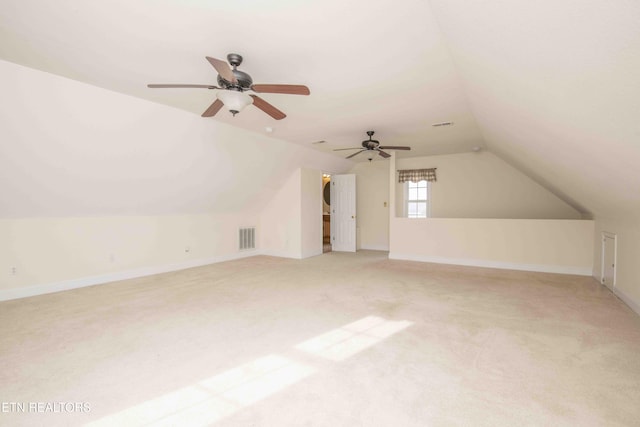 107 Sunny St, Sharps Chapel, TN 37866 - additional living space with lofted ceiling, light carpet, a ceiling fan, and baseboards