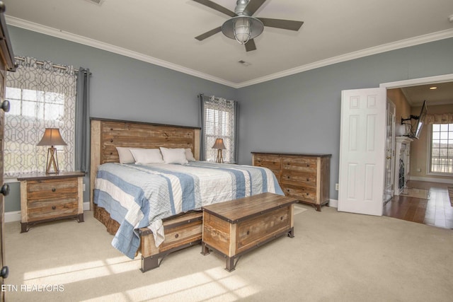 107 Sunny St, Sharps Chapel, TN 37866 - bedroom featuring ornamental molding, carpet, baseboards, and ceiling fan