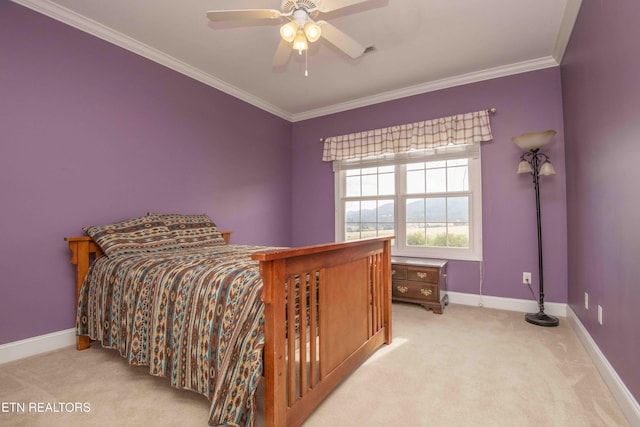 107 Sunny St, Sharps Chapel, TN 37866 - carpeted bedroom featuring baseboards, ornamental molding, and ceiling fan