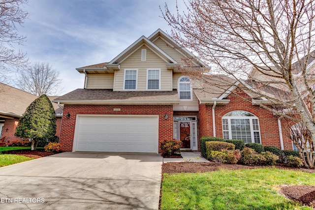 1120 Treymour Way, Knoxville, TN 37922 - traditional-style home featuring driveway, brick siding, roof with shingles, and an attached garage