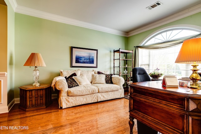 1120 Treymour Way, Knoxville, TN 37922 - home office featuring visible vents, wood finished floors, and ornamental molding