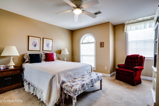 1120 Treymour Way, Knoxville, TN 37922 - bedroom featuring a ceiling fan, baseboards, visible vents, and light carpet