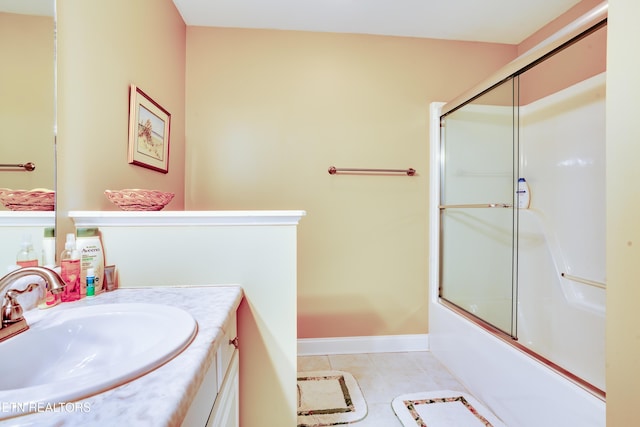1120 Treymour Way, Knoxville, TN 37922 - bathroom featuring tile patterned floors, vanity, baseboards, and bath / shower combo with glass door