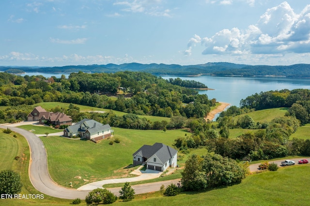 736 Cow Poke Ln, Rutledge, TN 37861 - birds eye view of property featuring a wooded view and a water and mountain view