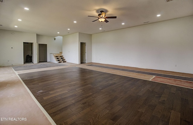 736 Cow Poke Ln, Rutledge, TN 37861 - empty room with a ceiling fan, recessed lighting, and wood finished floors