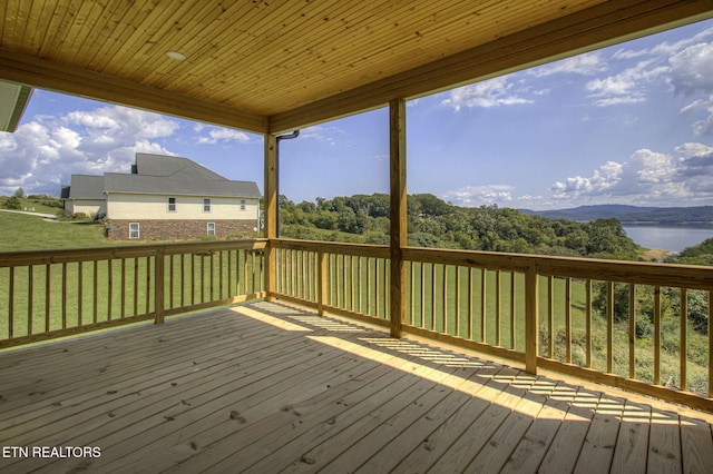 736 Cow Poke Ln, Rutledge, TN 37861 - wooden terrace featuring a wooded view and a water view