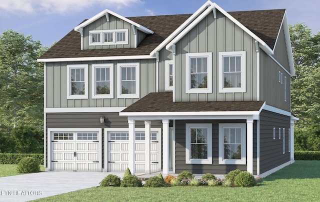 423 Ivey Farms Ln, Farragut, TN 37934 - view of front of home featuring a shingled roof, driveway, board and batten siding, and an attached garage