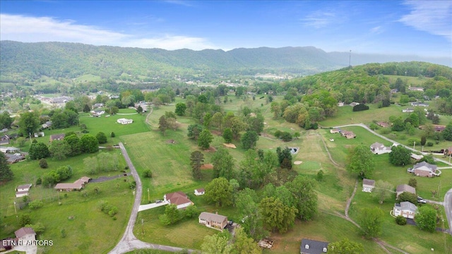 birds eye view of property featuring a mountain view