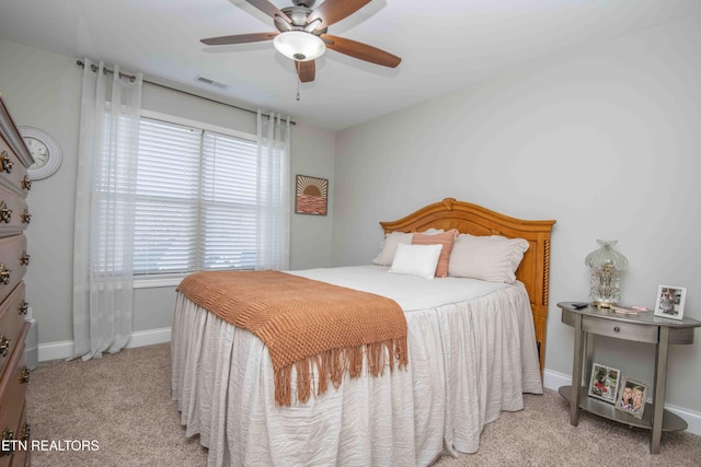 1312 Fox Ridge Dr, Powell, TN 37849 - carpeted bedroom with visible vents, a ceiling fan, and baseboards