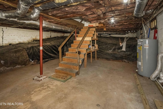 below grade area featuring gas water heater