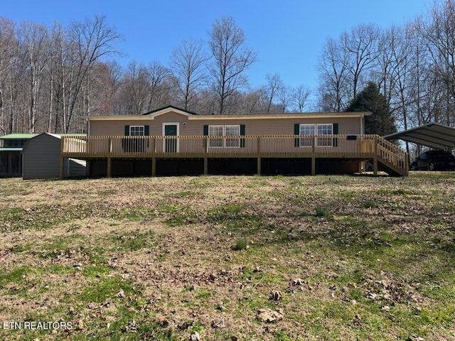 145 Liles Ln, Rocky Top, TN 37769 - rear view of house featuring a wooden deck