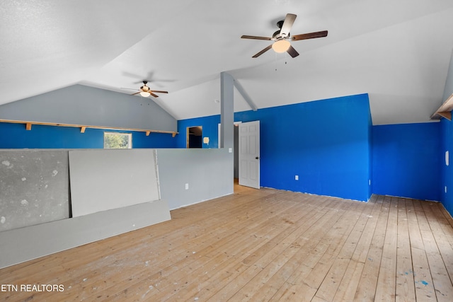2560 Schisandra Ln Lane, Cosby, TN 37722 - additional living space featuring a ceiling fan, hardwood / wood-style flooring, and vaulted ceiling
