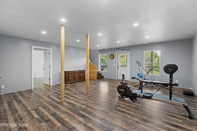2560 Schisandra Ln Lane, Cosby, TN 37722 - exercise area featuring wood finished floors, recessed lighting, and a textured ceiling