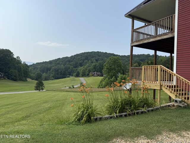 2560 Schisandra Ln Lane, Cosby, TN 37722 - view of green lawn featuring a wooded view and a balcony