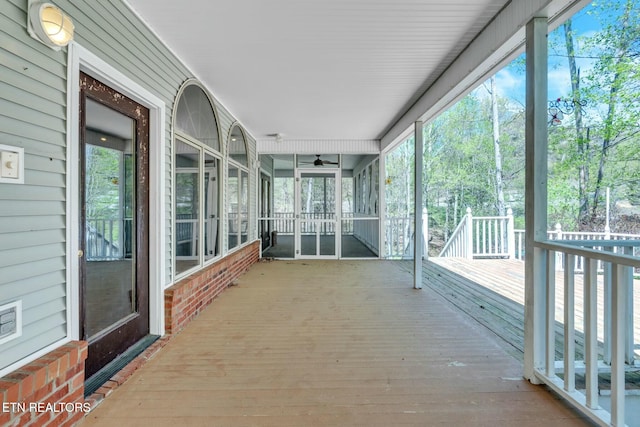 view of unfurnished sunroom