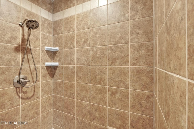 bathroom with a tile shower