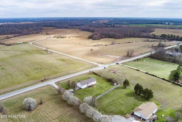aerial view with a rural view