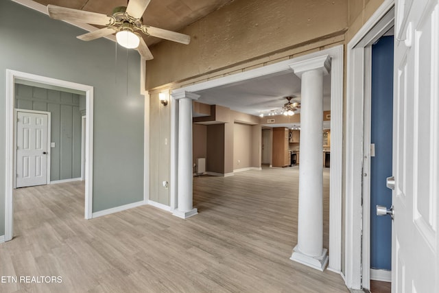 221 Woodland Rd Unit 315, Gatlinburg, TN 37738 - exterior space featuring ceiling fan, decorative columns, baseboards, and light wood finished floors