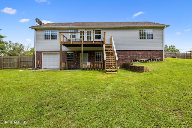 4720 Scenic Point Dr, Louisville, TN 37777 - rear view of property with stairs, a deck, a garage, and brick siding