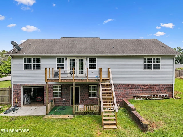 4720 Scenic Point Dr, Louisville, TN 37777 - back of property featuring a patio, stairway, a deck, and brick siding