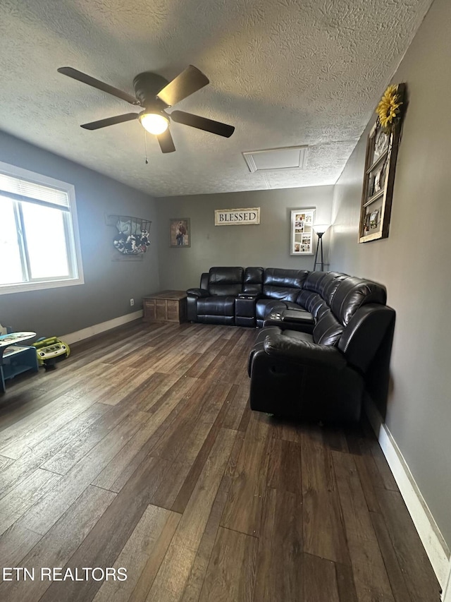 152 Country Way Dr, Lafollette, TN 37766 - living area with dark wood finished floors, baseboards, and attic access