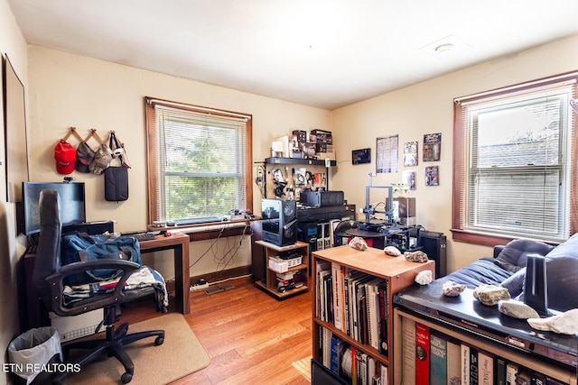 office featuring light wood-type flooring